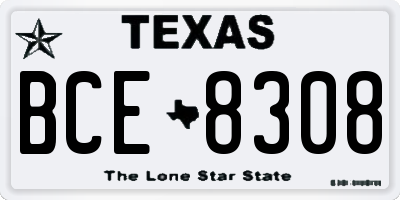 TX license plate BCE8308