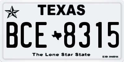 TX license plate BCE8315