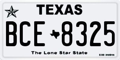 TX license plate BCE8325