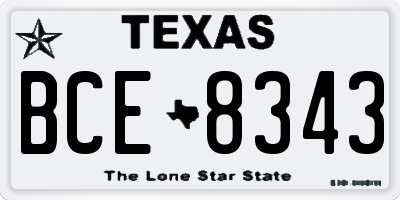 TX license plate BCE8343
