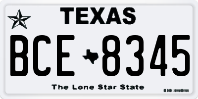 TX license plate BCE8345