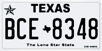 TX license plate BCE8348