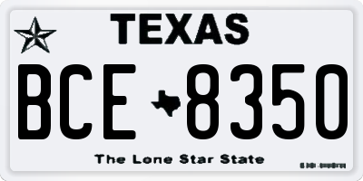 TX license plate BCE8350