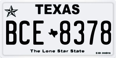 TX license plate BCE8378