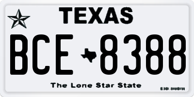 TX license plate BCE8388