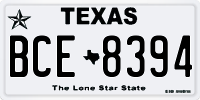 TX license plate BCE8394