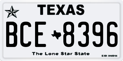 TX license plate BCE8396