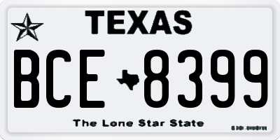 TX license plate BCE8399