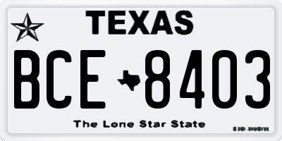 TX license plate BCE8403