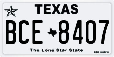 TX license plate BCE8407