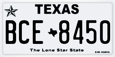 TX license plate BCE8450
