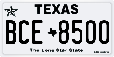 TX license plate BCE8500