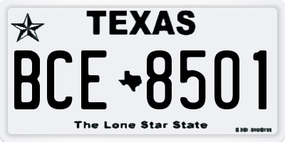 TX license plate BCE8501