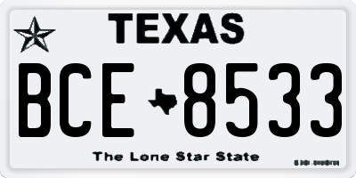 TX license plate BCE8533