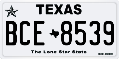 TX license plate BCE8539