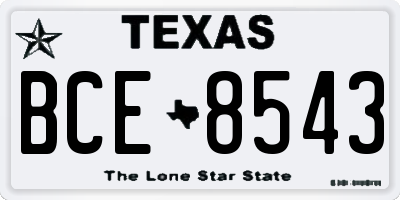 TX license plate BCE8543