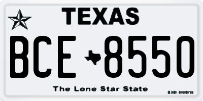 TX license plate BCE8550