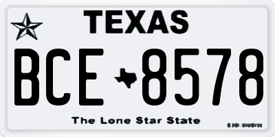 TX license plate BCE8578