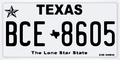 TX license plate BCE8605
