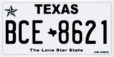 TX license plate BCE8621