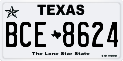 TX license plate BCE8624