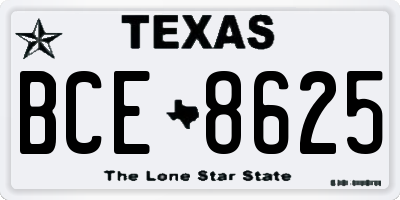 TX license plate BCE8625