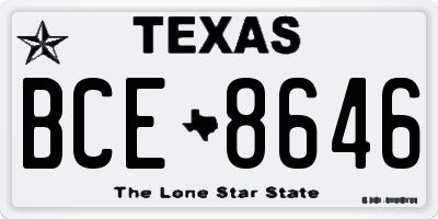 TX license plate BCE8646