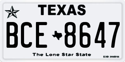 TX license plate BCE8647
