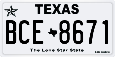 TX license plate BCE8671