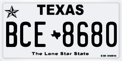 TX license plate BCE8680