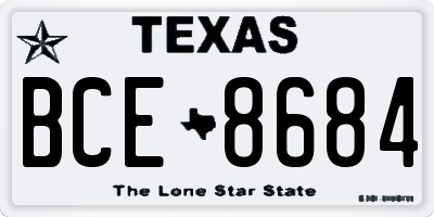 TX license plate BCE8684