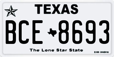 TX license plate BCE8693