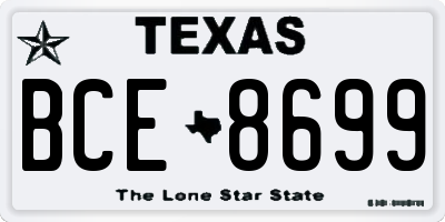 TX license plate BCE8699