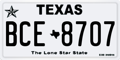 TX license plate BCE8707
