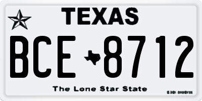 TX license plate BCE8712