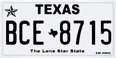 TX license plate BCE8715