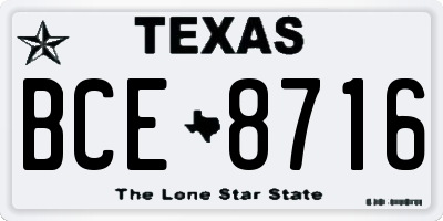 TX license plate BCE8716