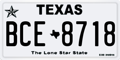 TX license plate BCE8718
