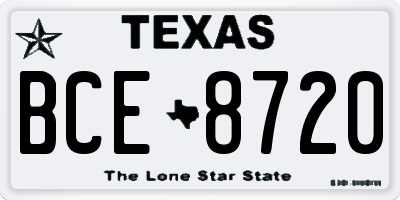 TX license plate BCE8720