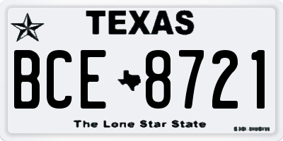 TX license plate BCE8721