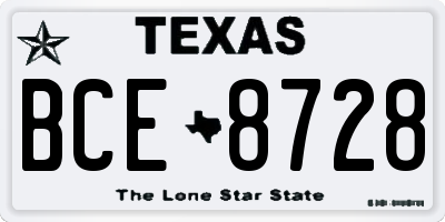 TX license plate BCE8728