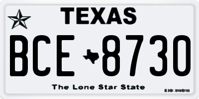 TX license plate BCE8730