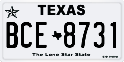 TX license plate BCE8731