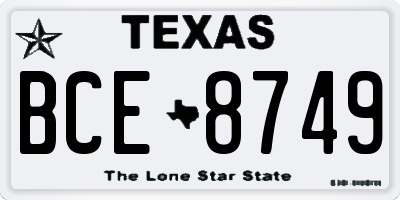 TX license plate BCE8749