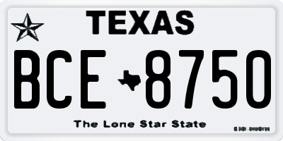 TX license plate BCE8750