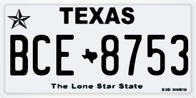 TX license plate BCE8753
