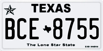 TX license plate BCE8755