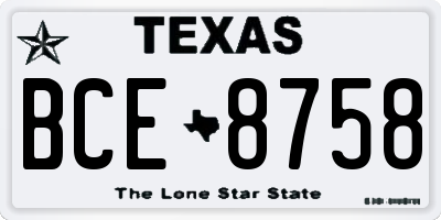 TX license plate BCE8758