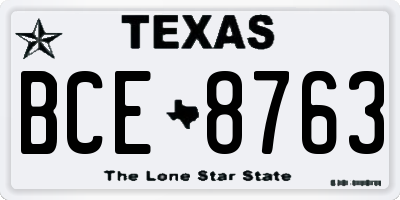 TX license plate BCE8763