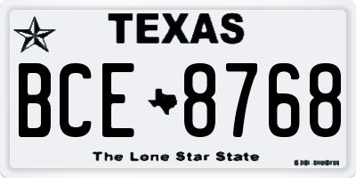 TX license plate BCE8768